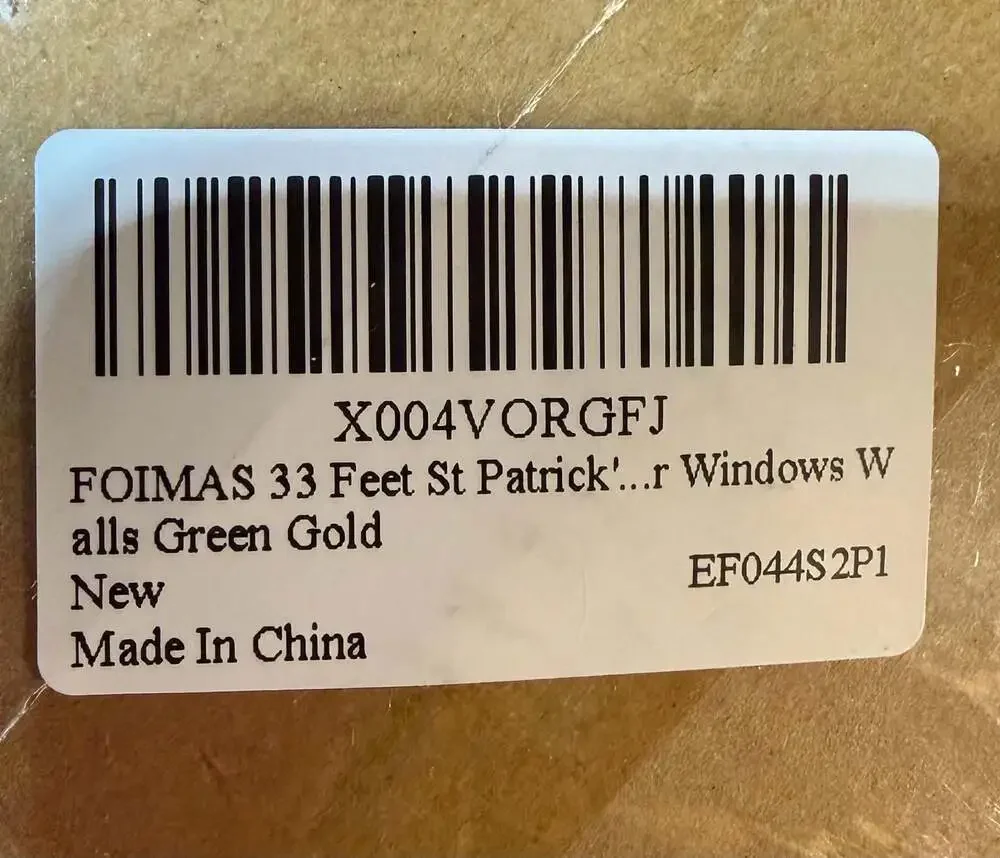FOIMAS 33 Feet St. Patrick's Day Shamrock Tinsel Garland Green and Gold